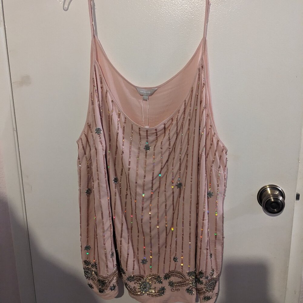 Anthology Pink/Blush Sequin Tank - Size 18